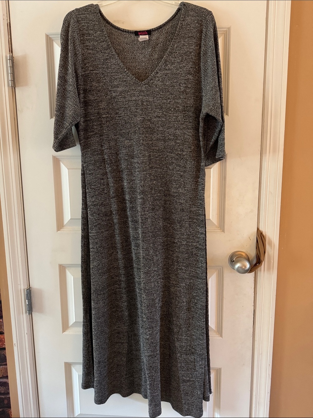 Blush | Heathered Gray | V‑Neck Sweater Dress